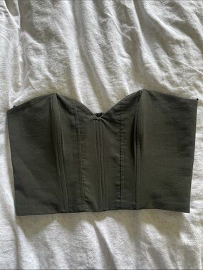 Zara Olive Green Strapless Corset Top